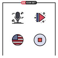 Universal Icon Symbols Group of 4 Modern Filledline Flat Colors of audio thanksgiving arrow right circle Editable Vector Design Elements