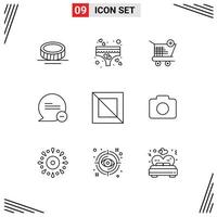 Universal Icon Symbols Group of 9 Modern Outlines of diagonal cross ecommerce message delete Editable Vector Design Elements