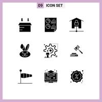 paquete de iconos de vector de stock de 9 signos y símbolos de línea para dispositivos de conejo de usuario elementos de diseño de vector editables de casa inteligente de pascua