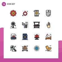 User Interface Pack of 16 Basic Flat Color Filled Lines of research mouse switch electronic cursor Editable Creative Vector Design Elements