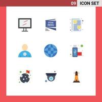 Universal Icon Symbols Group of 9 Modern Flat Colors of internet world bill user employee Editable Vector Design Elements