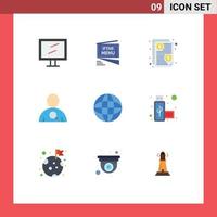 Universal Icon Symbols Group of 9 Modern Flat Colors of internet world bill user employee Editable Vector Design Elements