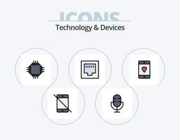 diseño de iconos del paquete de iconos llenos de línea de dispositivos 5. dispositivos. Puerto. error. ethernet tocar vector