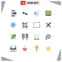 Modern Set of 16 Flat Colors and symbols such as education monitoring cdr file analytics laptop Editable Pack of Creative Vector Design Elements