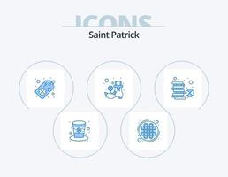 paquete de iconos azul de san patricio 5 diseño de iconos. dinero. Irlanda. etiqueta. moneda. irlandesa vector