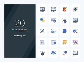 20 Marketing Seo Flat Color icon for presentation vector