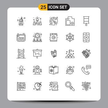 User Interface Pack of 25 Basic Lines of child photograph color photo devices Editable Vector Design Elements