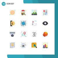 Universal Icon Symbols Group of 16 Modern Flat Colors of fun ribbon gallery report document Editable Pack of Creative Vector Design Elements