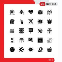 Set of 25 Modern UI Icons Symbols Signs for online elearning rose online like Editable Vector Design Elements