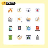 Pictogram Set of 16 Simple Flat Colors of message information kitchen email leaf Editable Pack of Creative Vector Design Elements