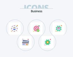 paquete de iconos planos de negocios 5 diseño de iconos. actuación. eficiencia. social. objetivo. objetivo vector