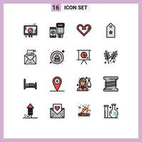 paquete de iconos de vectores de stock de 16 signos y símbolos de línea para el corazón de rango de etiqueta una sorpresa elementos de diseño de vectores creativos editables