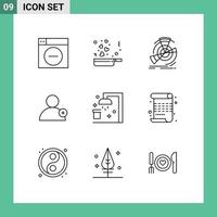 Set of 9 Vector Outlines on Grid for clean user data new reference Editable Vector Design Elements