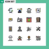 Group of 16 Flat Color Filled Lines Signs and Symbols for application feedback care develop creative Editable Creative Vector Design Elements