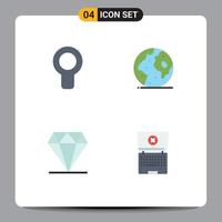 Modern Set of 4 Flat Icons and symbols such as cooler diamond wind international rich Editable Vector Design Elements