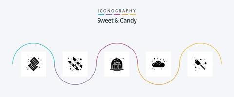 Sweet And Candy Glyph 5 Icon Pack Including camping. bun. brownie. bread. food vector