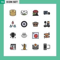 Modern Set of 16 Flat Color Filled Lines and symbols such as multimedia user security team group Editable Creative Vector Design Elements