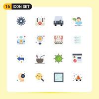 Flat Color Pack of 16 Universal Symbols of utube consultation taxi call faq Editable Pack of Creative Vector Design Elements