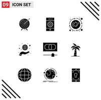 Set of 9 Modern UI Icons Symbols Signs for information energy communications water droop Editable Vector Design Elements