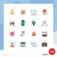 conjunto de 16 iconos de interfaz de usuario modernos símbolos signos para el amor en el hogar química rosa tecnología paquete editable de elementos de diseño de vectores creativos