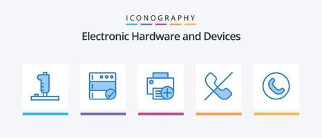 Devices Blue 5 Icon Pack Including handset. phone. computers. mobile. call. Creative Icons Design vector