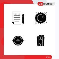 4 Universal Solid Glyphs Set for Web and Mobile Applications letter management write sunny planning Editable Vector Design Elements