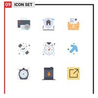 Universal Icon Symbols Group of 9 Modern Flat Colors of compass watch real estate back to school file Editable Vector Design Elements