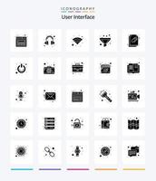 Creative User Interface 25 Glyph Solid Black icon pack  Such As off. file. wireless. document. attached document vector