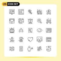 Set of 25 Modern UI Icons Symbols Signs for cyber monday resume user resources hunting Editable Vector Design Elements