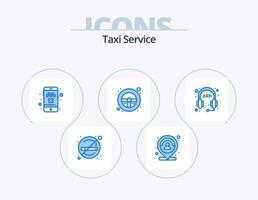 servicio de taxi icono azul paquete 5 diseño de iconos. horas. volante. persona. direccion. transporte vector