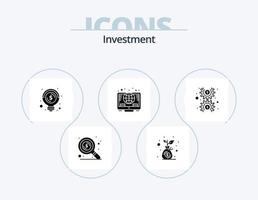 Investment Glyph Icon Pack 5 Icon Design. money. dollar. business. coins. global vector
