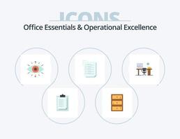 elementos esenciales de oficina y excelencia operativa paquete de iconos planos 5 diseño de iconos. oficina. tarea de trabajo. ojo. lista de quehaceres. vector