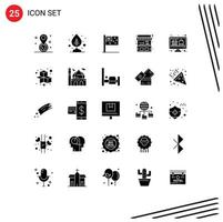 25 Thematic Vector Solid Glyphs and Editable Symbols of display street australia stand food Editable Vector Design Elements