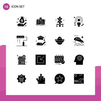 16 Universal Solid Glyph Signs Symbols of coding person cross people customer Editable Vector Design Elements