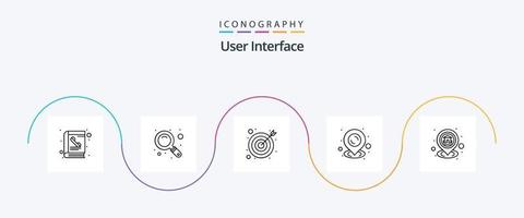 paquete de iconos de la línea 5 de la interfaz de usuario que incluye navegación. localización. objetivo. casa. línea de corriente vector