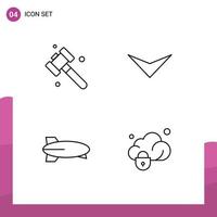 Mobile Interface Line Set of 4 Pictograms of construction vehicles arrow balloon gdpr Editable Vector Design Elements