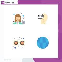 4 Thematic Vector Flat Icons and Editable Symbols of avatar earth profile fancy glasses nature Editable Vector Design Elements