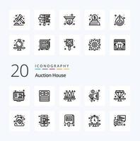 20 Auction Line icon Pack like diamond trade crown megaphone advertising vector