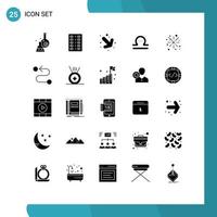 conjunto de 25 iconos de ui modernos símbolos signos para fuego trabajo zodiaco forma libra derecha elementos de diseño vectorial editables vector