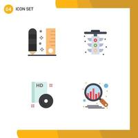 Universal Icon Symbols Group of 4 Modern Flat Icons of drafting bluray ruler life compact Editable Vector Design Elements