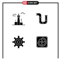 Mobile Interface Solid Glyph Set of Pictograms of architecture and city water tower plumber interface Editable Vector Design Elements