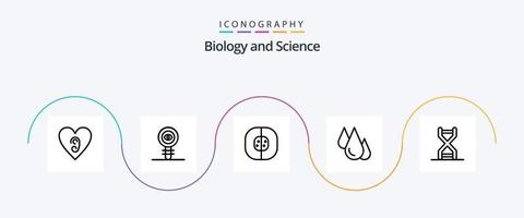 Biology Line 5 Icon Pack Including study. learn. atom. experiment. laboratory vector