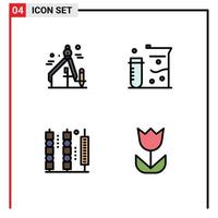 Set of 4 Modern UI Icons Symbols Signs for design kebab chemistry science stick Editable Vector Design Elements