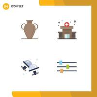 Modern Set of 4 Flat Icons and symbols such as culture cufflink nation hospital jewelry Editable Vector Design Elements