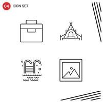 Group of 4 Modern Filledline Flat Colors Set for box park toolbox tent photo Editable Vector Design Elements