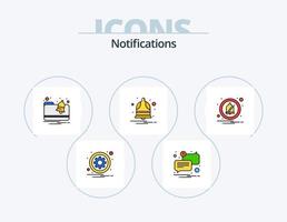 paquete de iconos llenos de línea de notificaciones 5 diseño de iconos. . mensaje. teléfono. notificación. sitio web vector