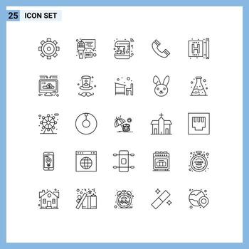 Pack of 25 Modern Lines Signs and Symbols for Web Print Media such as disease ui house phone call Editable Vector Design Elements