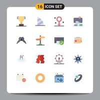 16 User Interface Flat Color Pack of modern Signs and Symbols of movember moustache male audmented city Editable Pack of Creative Vector Design Elements