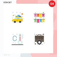 4 User Interface Flat Icon Pack of modern Signs and Symbols of camping case bus party office Editable Vector Design Elements