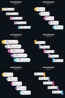 plantilla de diapositiva de presentación del paquete de infografías vectoriales 6 diagramas de ciclo de 5 pasos y líneas de tiempo vector